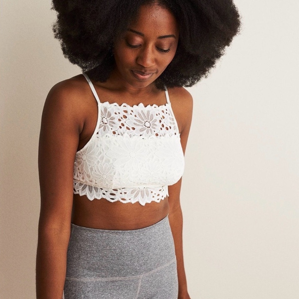 Aerie Lace Bralette/Crop Top Bundle - Light Blue and Black